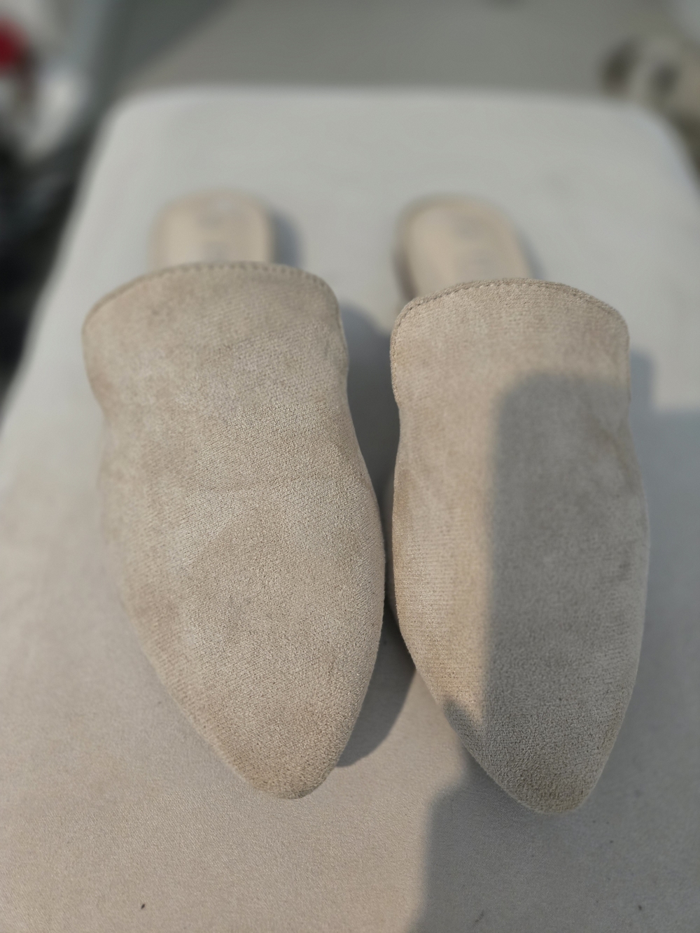 Women’s Pointed Toe Slip-On Mules in Taupe
